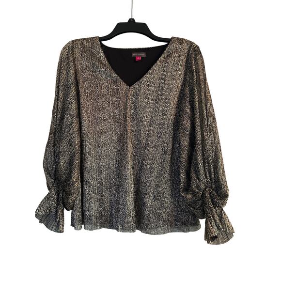 NWT Vince Camuto Women's Sparkly Sleigh All Day Blouse Elastic Sleeves Size M - Picture 1 of 7